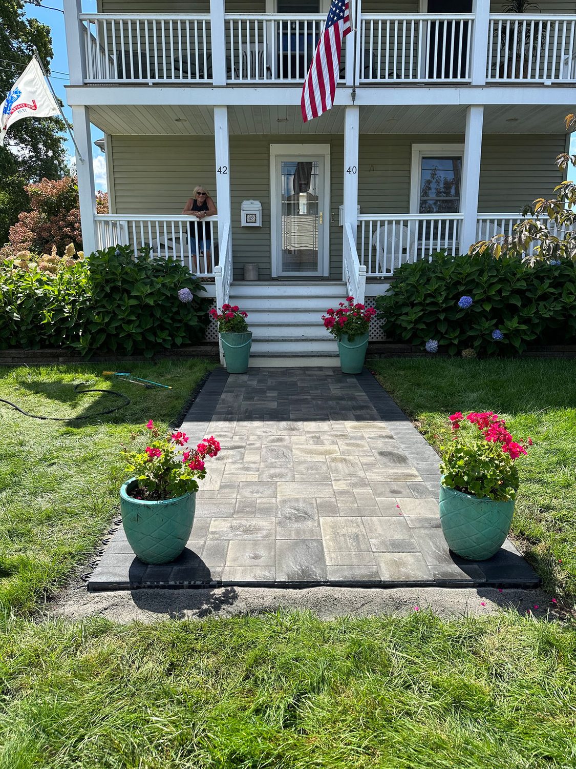 Porch Walkway by TNT Masonry & Pavers in Connecticut