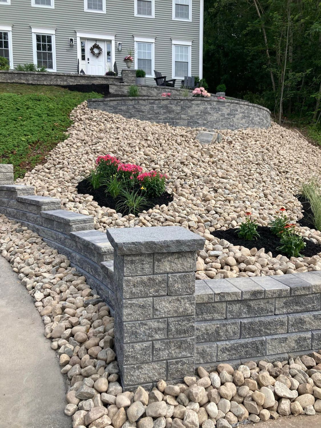 Terraced Retaining Wall by TNT Masonry & Pavers in Connecticut