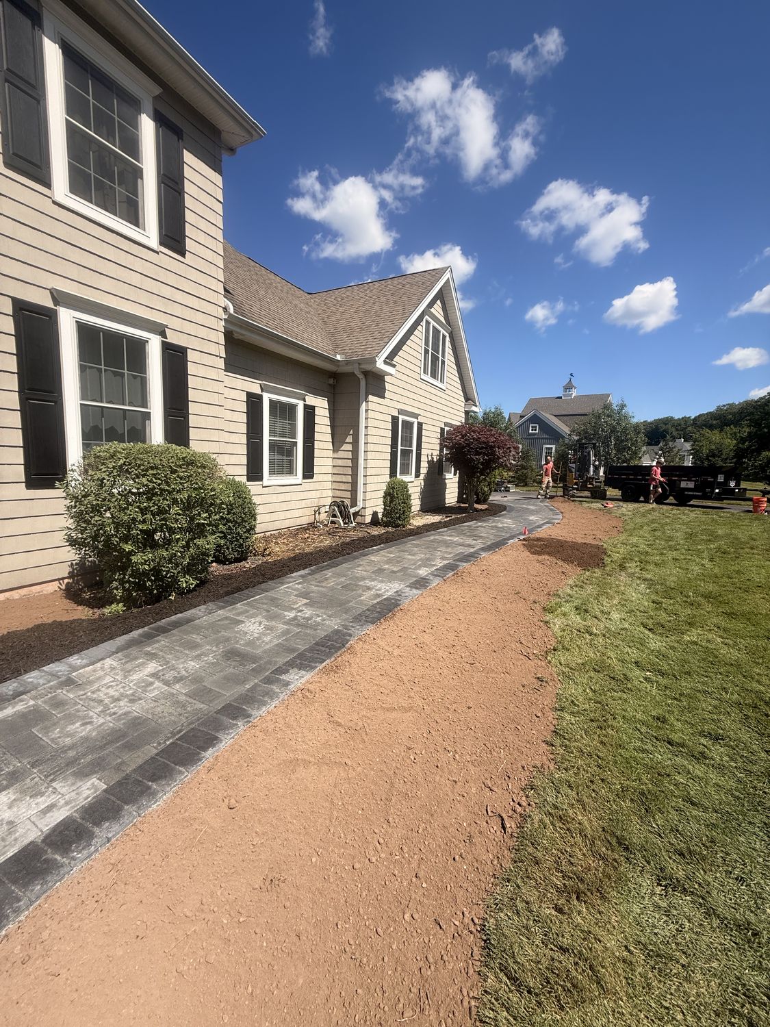 Front Walkway and Beds by TNT Masonry & Pavers in Connecticut