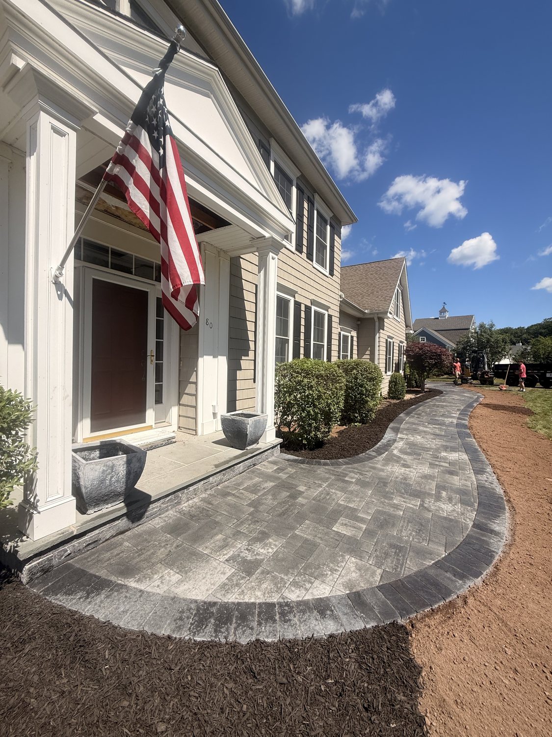 Front Entry Walkway by TNT Masonry & Pavers in Connecticut
