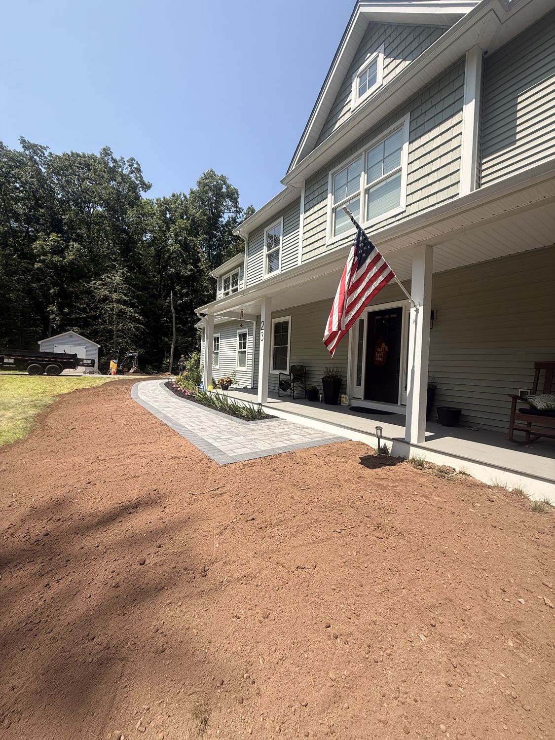 Front Porch Walkway by TNT Masonry & Pavers in Connecticut