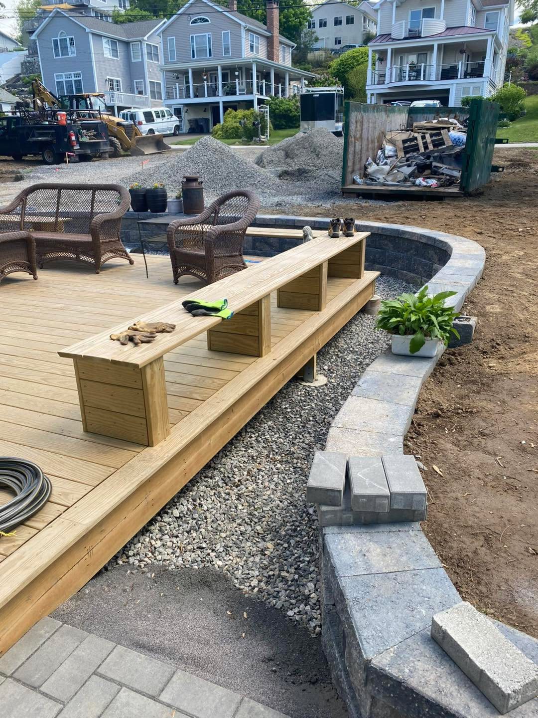 Deck Walkway and Curbing by TNT Masonry & Pavers in Connecticut